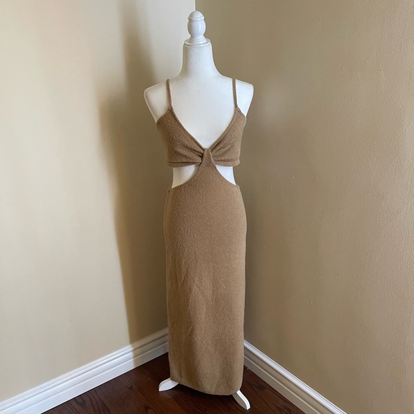 Lulus Dresses & Skirts - Lulus The Way I Feel Tan Cutout Midi Sweater Dress